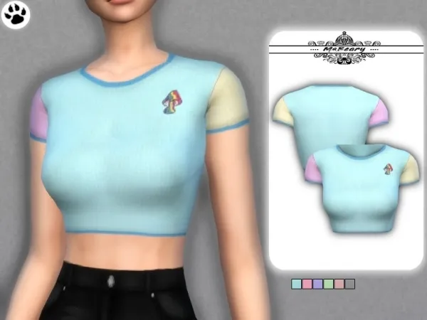 Alpha MsBeary's Color block Mushroom Rib Tee - The Sims 4 Custom Content