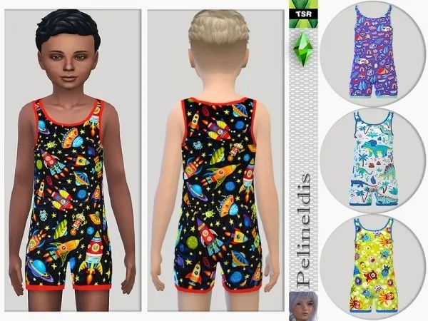Maxis Match Pelineldis' Boys Nightwear Jumpsuit - The Sims 4 Custom Content