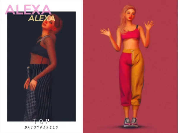 Alpha Alexa Top ( ) by daisypixels - The Sims 4 Custom Content
