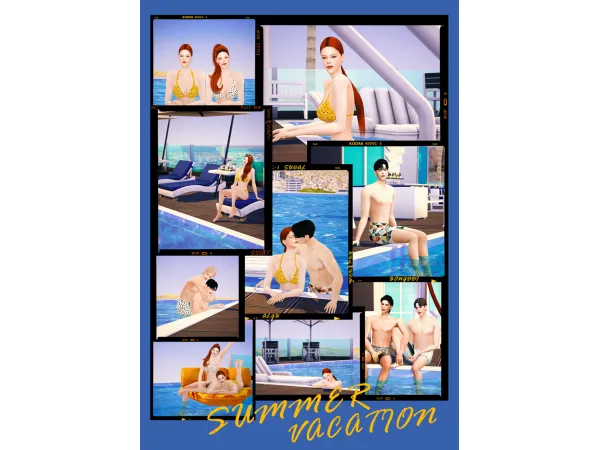 Alpha [bongddi] Summer vacation collabo solo couple posepack - The Sims 4 Custom Content