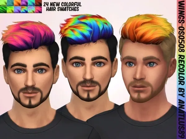 Alpha PirateQueenAna's WINGS OS0508 Male Hair Vibrant Recolors - The Sims 4 Custom Content