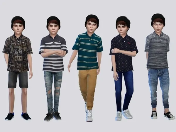 Maxis Match McLayneSims' Victor Polo Shirt Kids - The Sims 4 Custom Content