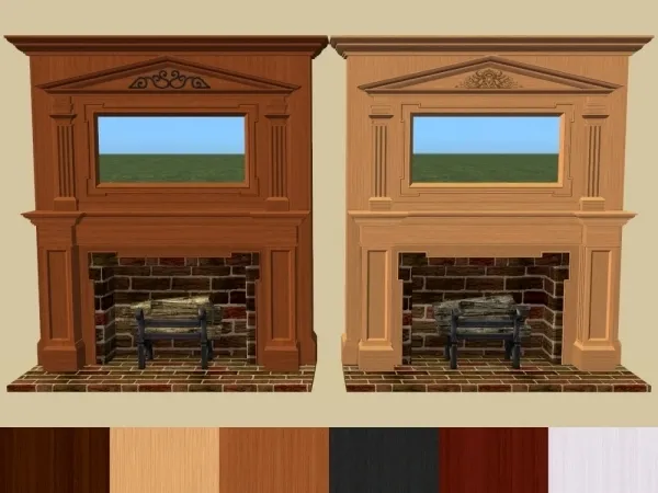 HL's Colonial Fireplace in AL Wood Colours by Michelle - The Sims 2 Custom Content