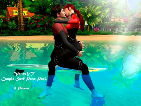Alpha Vane 's Couple Surf Pose Pack PLEASE READ INSTRUCTIONS - The Sims 4 Custom Content