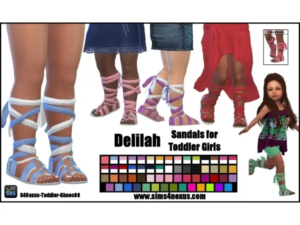 Alpha Delilah Sandals for Toddlers Girls - The Sims 4 Custom Content