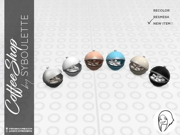 Coffee Shop Roll top Sugar bowl - The Sims 4 Custom Content