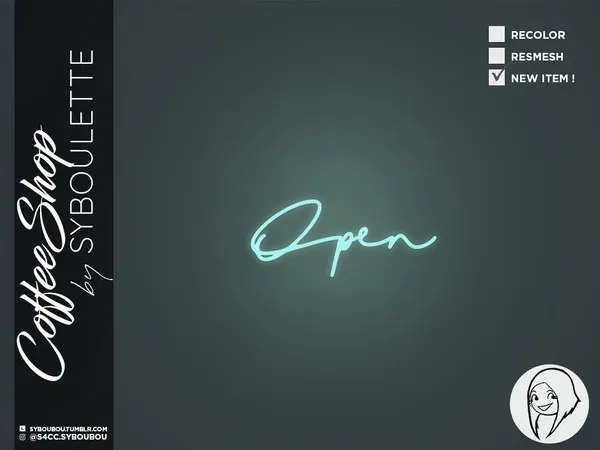 Coffee Shop Open Sign - The Sims 4 Custom Content
