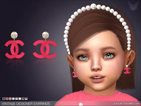 Alpha Vintage Pearl Designer Earrings For Toddlers - The Sims 4 Custom Content