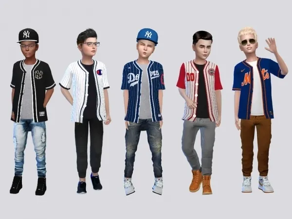 Maxis Match McLayneSims' Sato Jersey Shirts Kids - The Sims 4 Custom Content