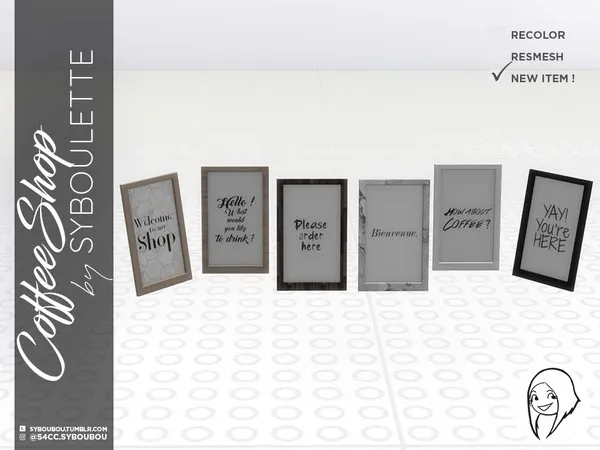 Coffee Shop Welcome frame - The Sims 4 Custom Content