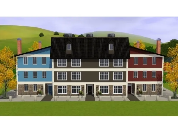 Six Unit Townhouse Block NO by luvalphvle - The Sims 3 Custom Content