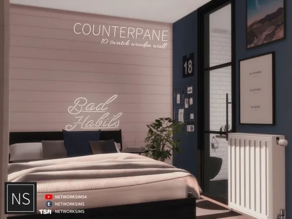 Alpha Networksims Counterpane Wooden Walls - The Sims 4 Custom Content