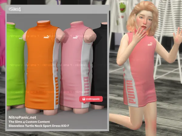 Alpha Sleeveless Turtle Neck Sport Dress KID F - The Sims 4 Custom Content