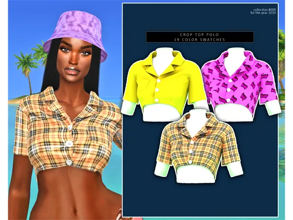 Alpha DORIFIC_CROP TOP POLO by dorific-cc - The Sims 4 Custom Content