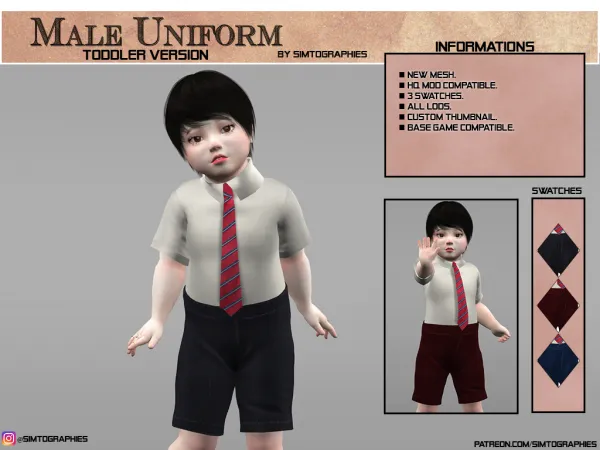 Alpha Male Uniform (Toddler) - The Sims 4 Custom Content
