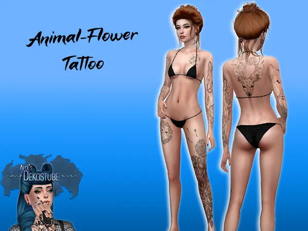 Mix Animal Flower Tattoo by alixdekostube - The Sims 4 Custom Content