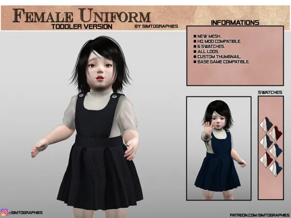 Alpha Female Uniform (Toddler) - The Sims 4 Custom Content