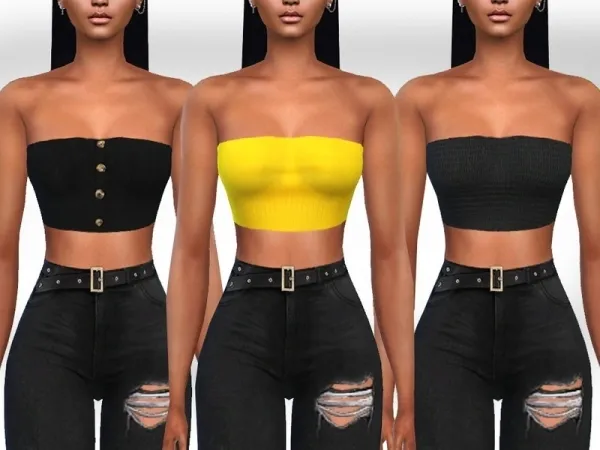 Maxis Match Saliwa's Female Strapless Crop Tops - The Sims 4 Custom Content