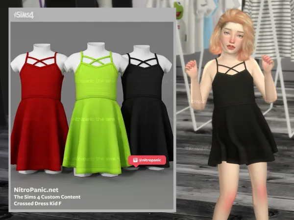 Alpha Crossed Dress KID F - The Sims 4 Custom Content