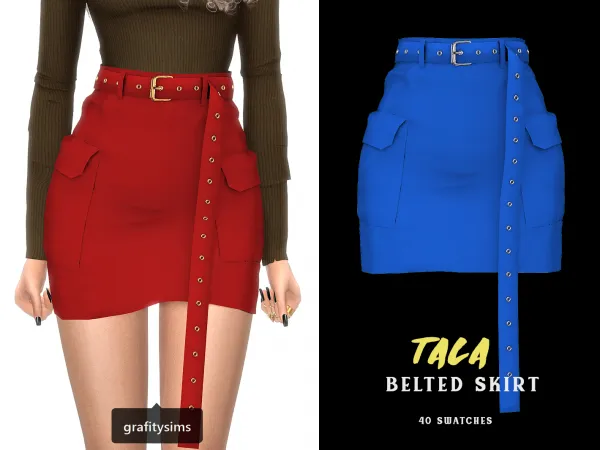 Alpha Tala Belted Cargo Skirt by grafity-cc - The Sims 4 Custom Content