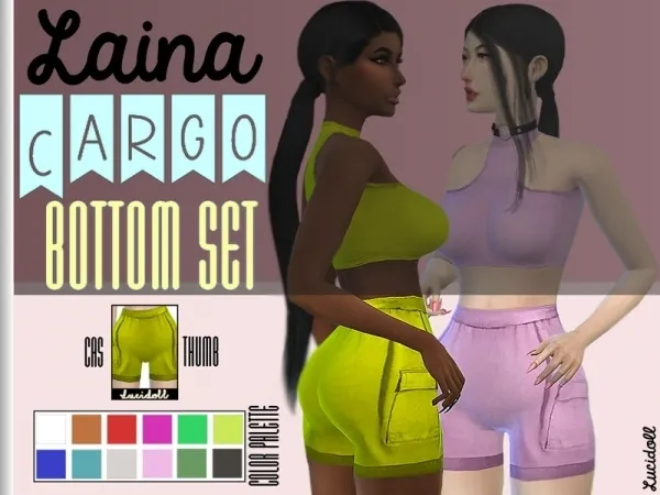 Alpha lucidoll's Laina Cargo Bottom Set - The Sims 4 Custom Content