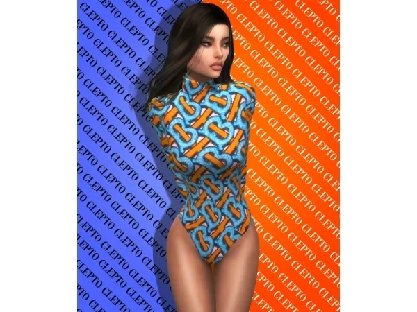 Maxis Match Burberry Monogram Bodysuit by cleptobycleo - The Sims 4 Custom Content