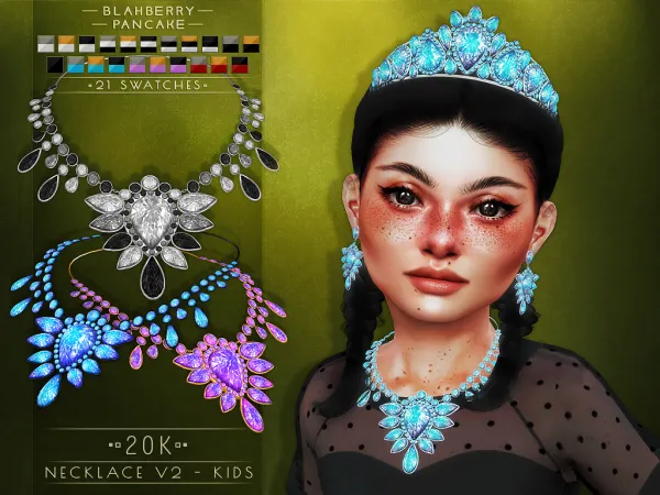 Alpha Blahberry Pancake 20K Necklace V2 KIDS VERSION - The Sims 4 Custom Content
