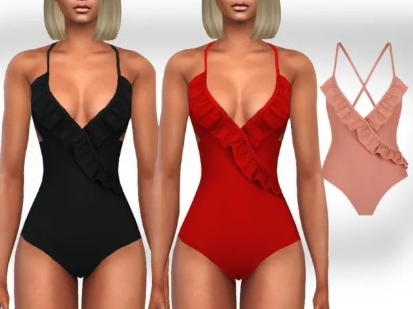Maxis Match Saliwa's Ruffle Swimsuits - The Sims 4 Custom Content