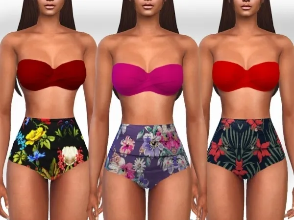 Maxis Match Saliwa's Two Piece High Waist Swimsuits - The Sims 4 Custom Content