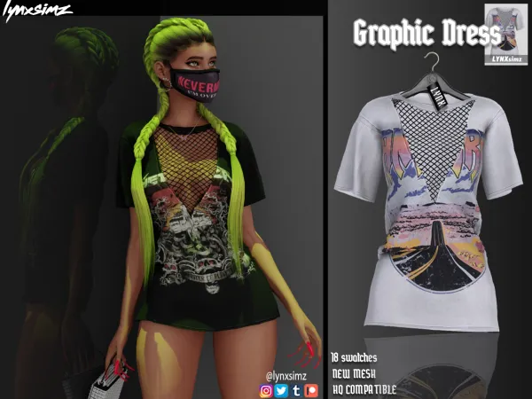 Alpha lynxsimz Graphic Short Dress - The Sims 4 Custom Content