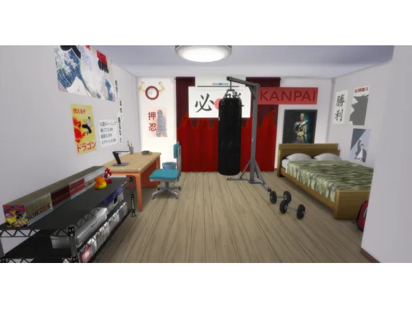Alpha Kirishima Eijirou's bedroom by Sakine - The Sims 4 Custom Content