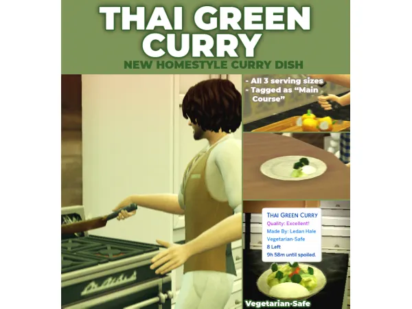 Alpha Thai Green Curry New Custom Recipe by RobinKLocksley - The Sims 4 Custom Content