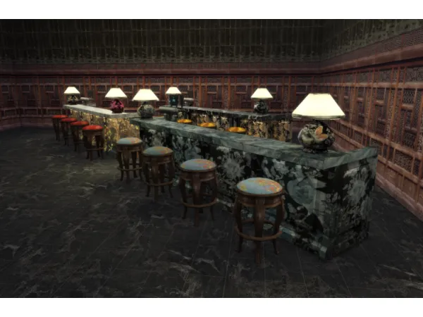 Alpha Korean seashell bar asian bar stool - The Sims 4 Custom Content