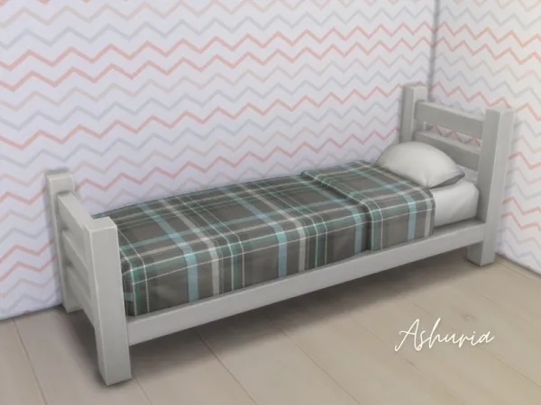 Alpha Ashuria's Tartan Single Bed Recolor REQUIRES UNIVERSITY - The Sims 4 Custom Content