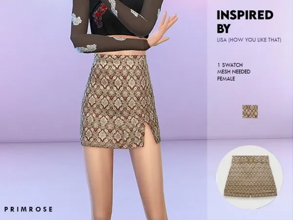 Alpha Primrose Sims' Blackpink How You Like That (Lisa Skirt) Mesh needed - The Sims 4 Custom Content