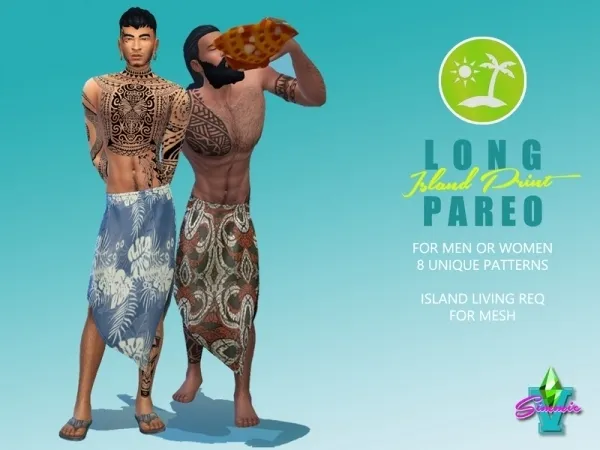 Maxis Match SimmieV Long Island Print Pareo - The Sims 4 Custom Content