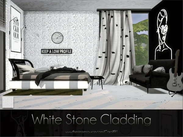 Alpha Caroll91's White Stone Cladding - The Sims 4 Custom Content