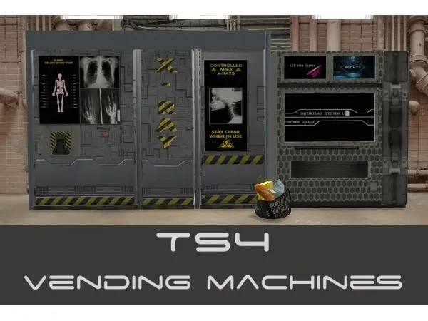 Alpha Cyberpunkish recolors of 2 decor vending machines from Mochachiiii - The Sims 4 Custom Content