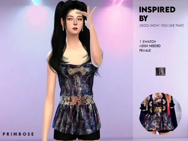 Alpha Primrose Sims' Blackpink How You Like That (Jisoo Top) Mesh needed - The Sims 4 Custom Content