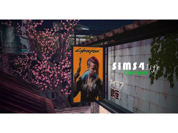 Alpha Cyberpunk set of Billboards wallpapers and more by sims41ife - The Sims 4 Custom Content