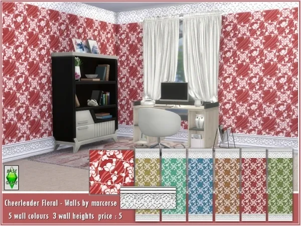 Alpha Cheerleader Floral Walls by marcorse - The Sims 4 Custom Content