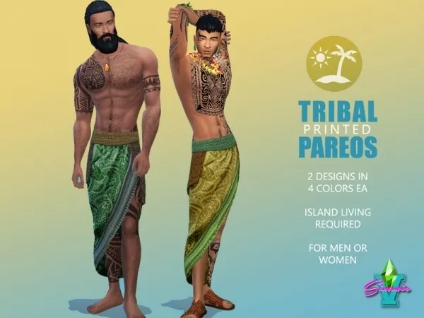 Maxis Match SimmieV Tribal Printed Pareo - The Sims 4 Custom Content