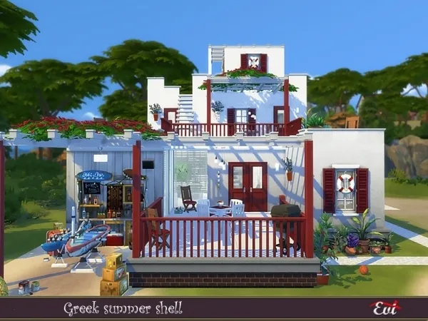 Alpha evi's Greek summer shell - The Sims 4 Custom Content