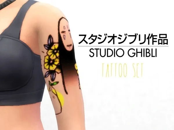 Mix thecellabration's Studio Ghibli tattoo set - The Sims 4 Custom Content