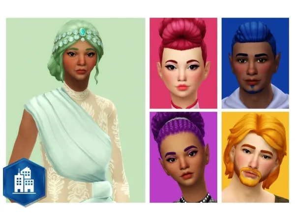 Maxis Match City Living Hair Recolors Sorbets and Elderberries by berrybeans dcwnandout - The Sims 4 Custom Content