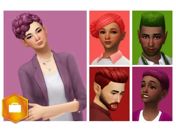 Maxis Match Get To Work Hair Recolors Sorbets and Elderberries by candlelightsimmerberrybeans dcwnandout - The Sims 4 Custom Content