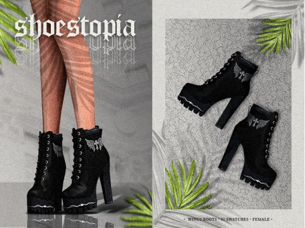 Alpha shoestopia wings boots by shoestopia - The Sims 4 Custom Content