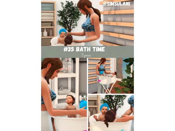 Maxis Match 35 POSES PACK BATH TIME - The Sims 4 Custom Content