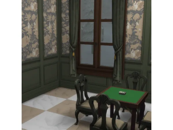 Maxis Match Chinoiserie Toile Inlay Walls - The Sims 4 Custom Content