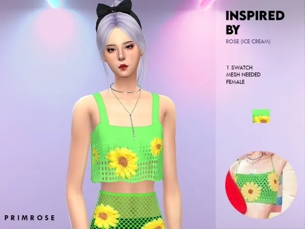 Alpha Primrose Sims' Blackpink Ice Cream (Rose Sunflower Top) Mesh needed - The Sims 4 Custom Content